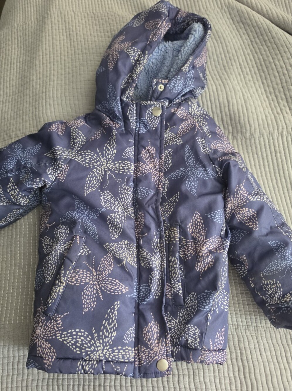 OshKosh B'gosh Navy Floral Puffer Coat 3T